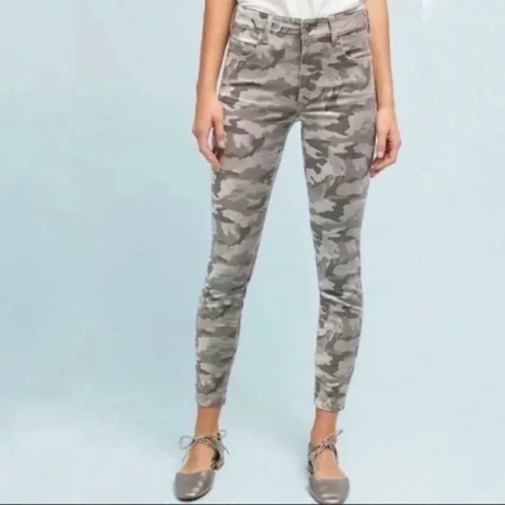 Pilcro high Rise Skinny Velvet Denim Pants Grey Camo